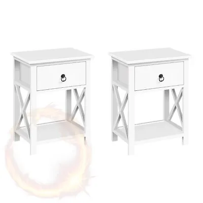 Artiss Set Of 2 Bedside Tables Drawers Side Table Nightstand Lamp Chest Unit • $93.82