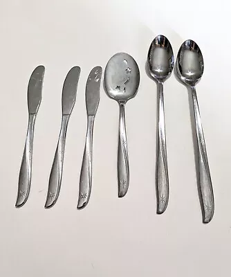 Vintage Oneida Twin Star Flatware MCM Starburst Silverware Set Serving Spoon • $14.99