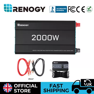 Renogy 2000W Pure Sine Wave Power Inverter With UPS Function 12V DC 230V 50HZ AC • £219.99