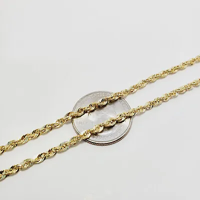 10K Yellow Gold 1.5mm-6.5mm Laser Diamond Cut Rope Chain Necklace 16 - 30  • $129.99