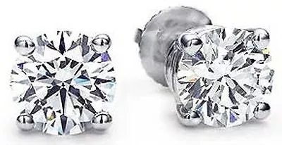 1 28 Carat Round Diamond 14k Gold Stud Earrings Screw Back I Color VS • $3278