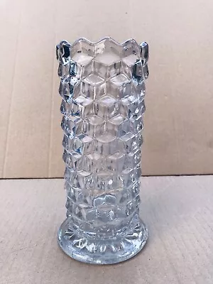 £10 • Buy Vintage Fostoria American Cube Pattern Deco Glass Vase Tall 20cm