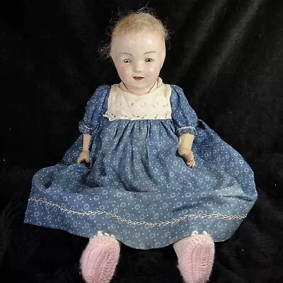 Vintage Composition Mama Doll 23” Unmarked Tin Eyes To Restore  • $25.20