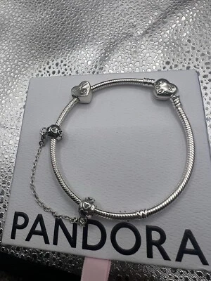 $1.87 • Buy Pandora 925 Silver Daughter Charm Bracelet Heart Set 20cm