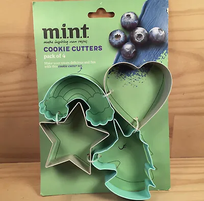 $5.99 • Buy 4pk M.I.N.T. “Unicorn Star Rainbow Heart” Fun Cookie Cutters Baking Accessories