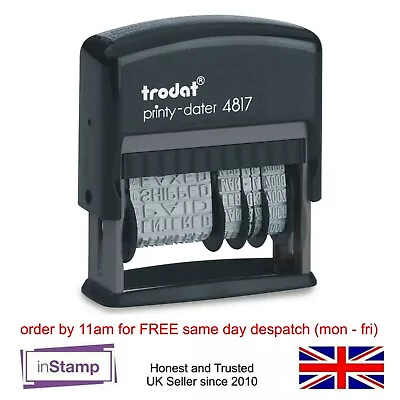 Trodat 4817 Self Ink Dial A Phrase Date Stamp Multi Word Paid Received Entered • £16.95