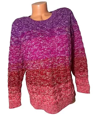 $39.95 • Buy Lands End Womens Drifter Sweater Ombre Long Sleeve Knit Petite XL 100% Cotton
