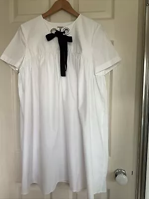 $29 • Buy Asos - White Cotton Short Sleeve Gathered Dress - Size 12 - EUC