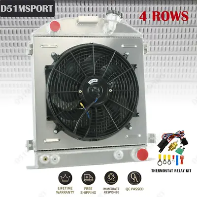 4 Row Aluminum Radiator Shroud Fan For 1930-1931 Ford Model A Chopped Chevy V8 • $309