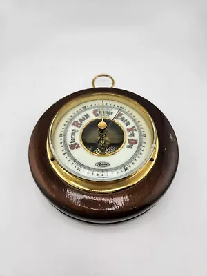 Vintage German Stellar BAROMETER Wood Brass Porcelain Face Weather Air Pressure • $19.99