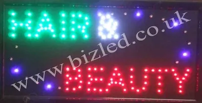 Flashing HAIR BEAUTY Hairdressing LED Sign Board New Window Shop Signs • £29.99