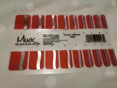 Red With Silver Swoosh (toes) MINX PROFESSIONAL NAIL WRAPS NEW SALON QUALITY  • $18.65