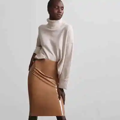 Women Sexy Latex Patent Leather Midi Skirt High Waist Leather PU Pencil Skirt  • $19
