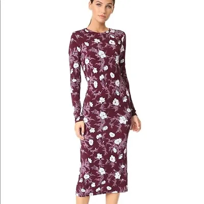 $89.99 • Buy Carven Midi Purple Jersey Viscose Floral/thorn Dress Sz S As Seen On TV