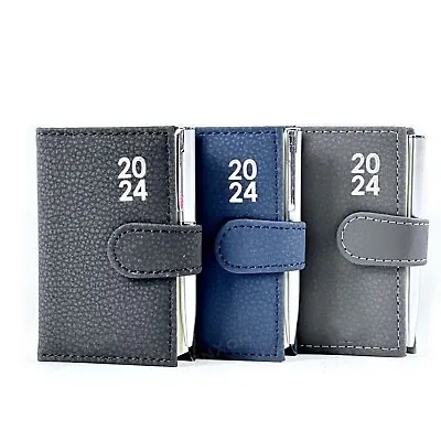 2024 Pocket Diary Page A Day A7 Travel Diary Soft Leather Feel Journal With Pen • £4.29