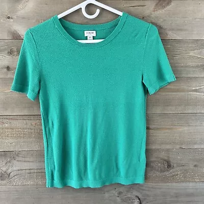 J Crew Womens Shirt Short Sleeve Textured Sweater Crew Neck Green Size XS • $14.99