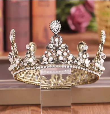 Vintage Baroque Bronze Crown Dark King Queen Unisex Gift Bridal Real Metal Cospl • $18.99