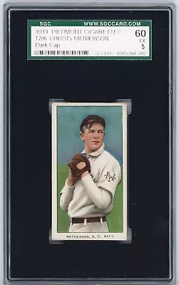 T206 1909-1911 Piedmont Christy Mathewson Dark Cap SGC 5 EX 60 • $3999.99