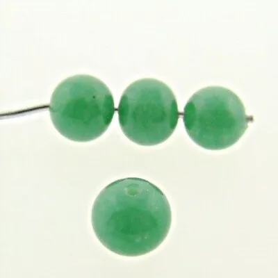 24 VINTAGE GLASS JADE GREEN 6mm. SMOOTH ROUND BEADS 1791 • $2.24