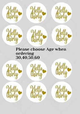 Various Age Themed Pre Cut Edible Cupcake Toppers 12 X 2  30th40th50th & 60th • £4.49