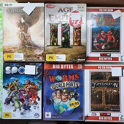 Pc Game Lot :  Age Empires Iii Civilization Vi Big Bytes Dominion Worms Spore • $59.99