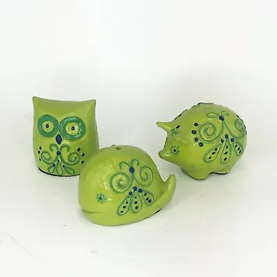 $74.88 • Buy Fitz & Floyd Vintage 70s Groovy Green Chalkware Owl Whale And Pig