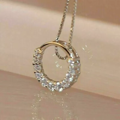 2Ct Round Cut Real Moissanite Women's Circle Pendant 925 Sterling Silver • $120