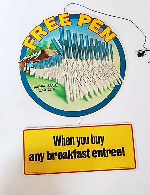 McDonald's PaperMate Free Pen 1980 Hanging Display Sign RARE! • $89.75