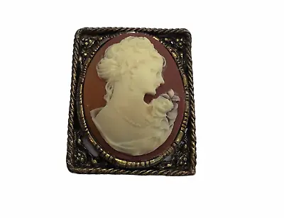 Vintage Cameo Brooch Pin Victorian Lady Steampunk Cottagecore Grannycore • $12.97