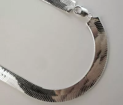 925 Sterling Silver 14mm Herringbone Necklace Italian Chain - All Sizes • $241.49