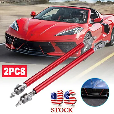 Universal Red Adjustable Front Bumper Lip Splitter Strut Rod Tie Support Bar USA • $8.99