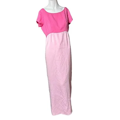 Vintage 60s Pink Dress Medium Large Long Maxi Bow Princess Party • $24.77