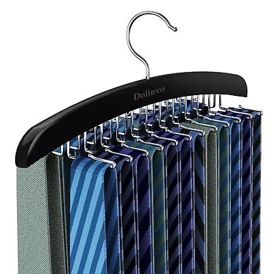 Upgraded Tie Rack Tie Hanger 24 Hooks Wooden Tie Organizer Space Saving Tank ... • $16.58