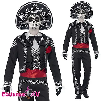 Mens Mexican Day Of The Dead Senor Bones Skull Spanish Costume Halloween + Hat • $69.99