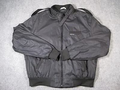 Vintage Members Only Jacket Mens 46 Black 80's Bomber Rainbow Tag Europe • $32.99