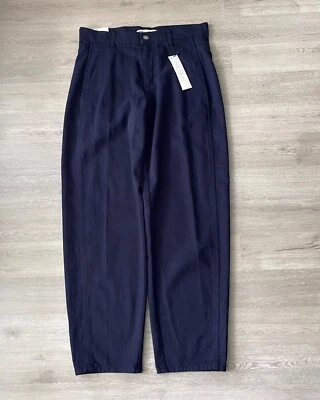 $20 • Buy NWT Women's ZARA Size 6 Relaxed Fit Barrel Leg Mid Waist Jeans EMEL Navy Blue
