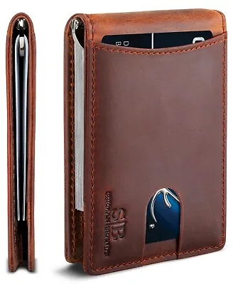 SERMAN BRANDS- Genuine Leather RFID Blocking Slim Minimalist Front Pocket Wallet • $29.99