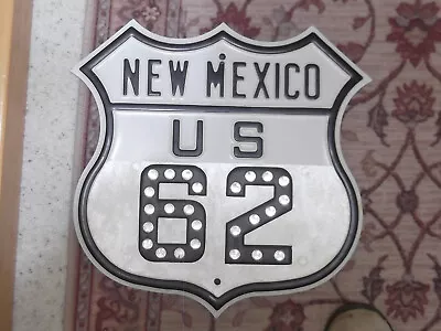 New Mexico Embossed Road Sign / Shield. Glass-marble Reflectors. Highway US 62 • $246.62