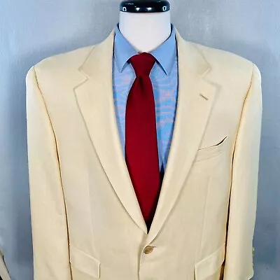 Lauren Ralph Lauren Seersucker Blazer Mens 44R Beige Silk Wool Sport Coat Jacket • $49.89