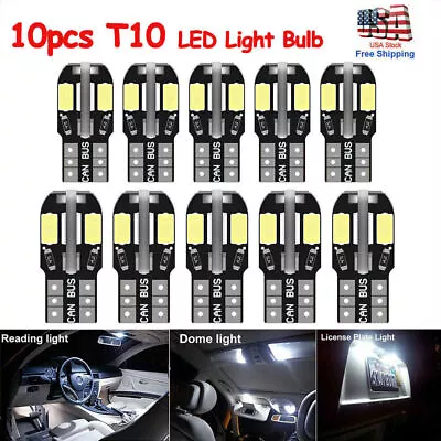 10pc LED T10 194 168 W5W Canbus White Dome License Side Marker Light Bulbs 6000K • $5.89