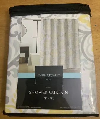 New Cynthia Rowley Shower Curtain White W Gray And Yellow Medallion Print • $24.99