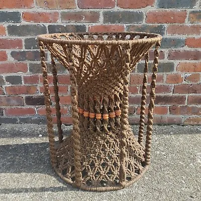 EXC ~ Vintage 1960s/70s Mid Century BOHO HIPPIE MACRAME Beaded Side Table Base • $49.99