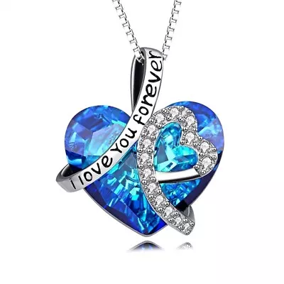 Fashion Silver I Love You Forever  Heart Pendant Necklace Jewelry Gifts • $0.01