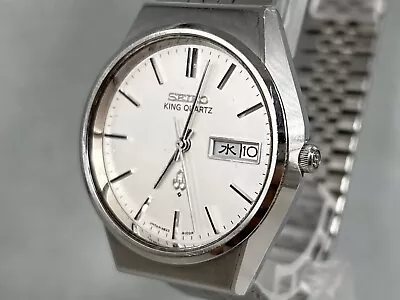 [Exc+7] Vintage SEIKO 4823-8100 KING QUARTZ White Men Watch 1970s KANJI Y30 • $119.97