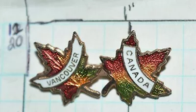 Vancouver Canada Double Maple Leaves Fall Colors 1 3/8  Lapel Pin • $4