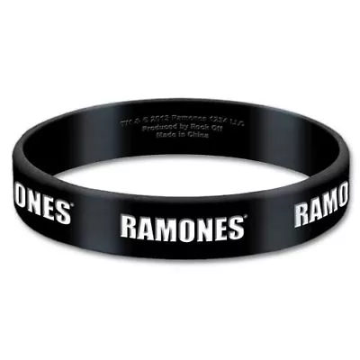 Ramones Black Wristband Gummy Rubber Bracelet Band Logo Name Gift Official • £4.95