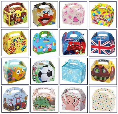 6 X Childrens Kids Themed Party Boxes Carry Food Meal Box Birthday Gift Bag Loot • £4.25