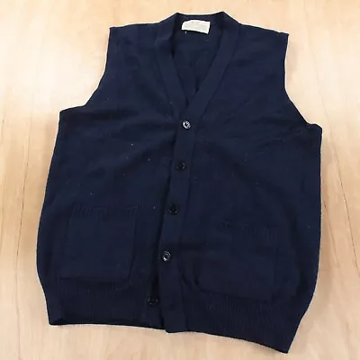 Vtg Usa Made LORD JEFF Cardigan Sweater Vest MEDIUM Blue Wool  • $29