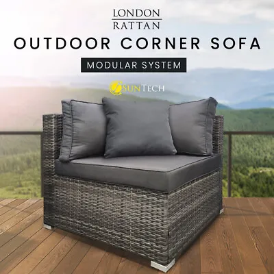 $159 • Buy LONDON RATTAN Outdoor Sofa Lounge Wicker 1 Seater Furniture Modular Patio Corner