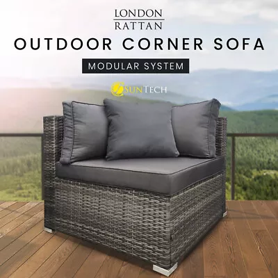 $159 • Buy LONDON RATTAN Outdoor Sofa Lounge Wicker 1 Seater Furniture Modular Patio Corner